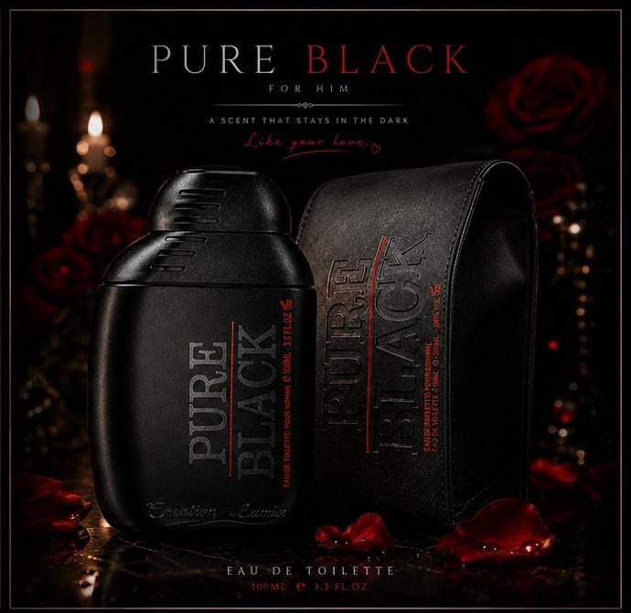 Pure Black For Him — An Intense Signature Fragrance of Dark Romance, Magnetic Attraction, Timeless Luxury & Unforgettable Desire